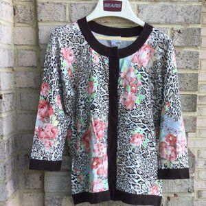 Joseph A Floral Brown Edges Cardigan